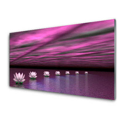 Tableau verre imprimé Fleurs de lotus violet Fond violet