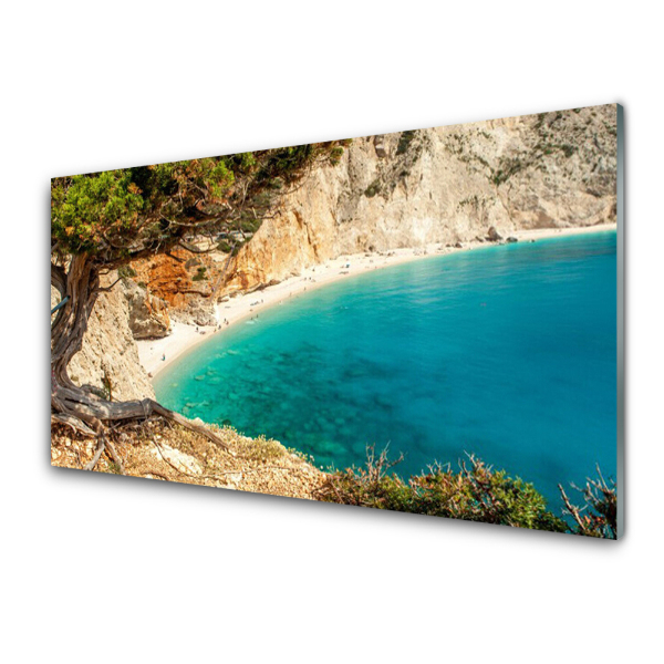 Tableau sur verre Plage lagunaire sur une colline