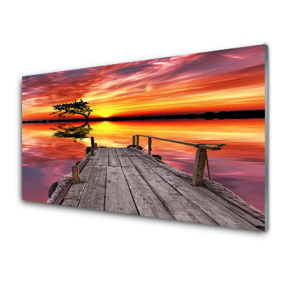 Tableau en verre Jetée sur un lac à l'ouest