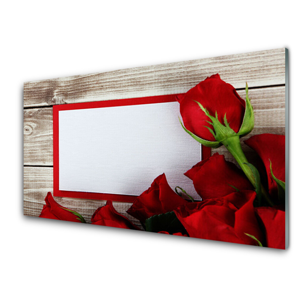 Tableau verre imprimé Roses Fleurs Planches