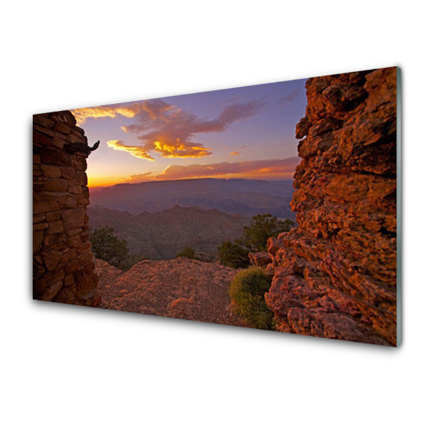 Tableau verre imprimé Rochers Nuages Ciel Paysage