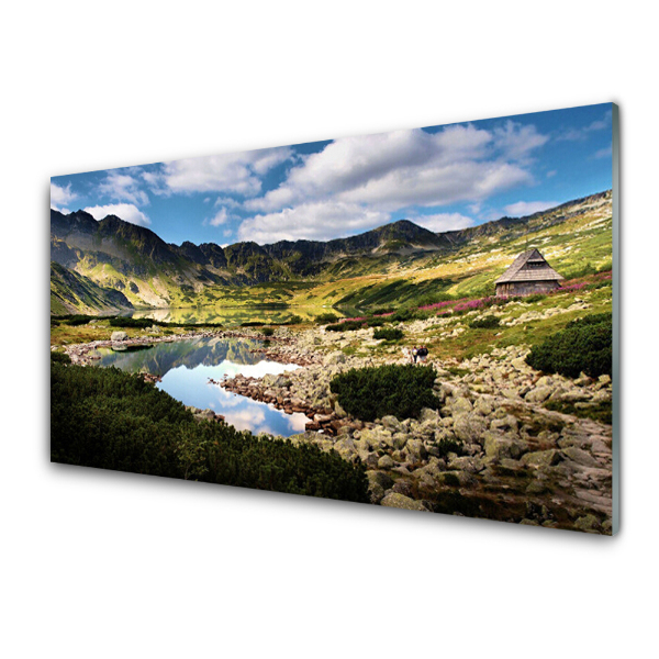 Tableau photo sur verre Beau lac dans les montagnes