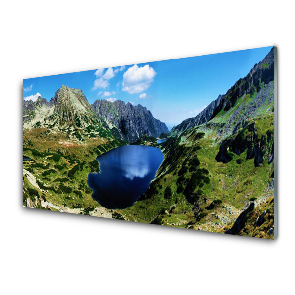 Tableau en verre Lac bleu dans les montagnes