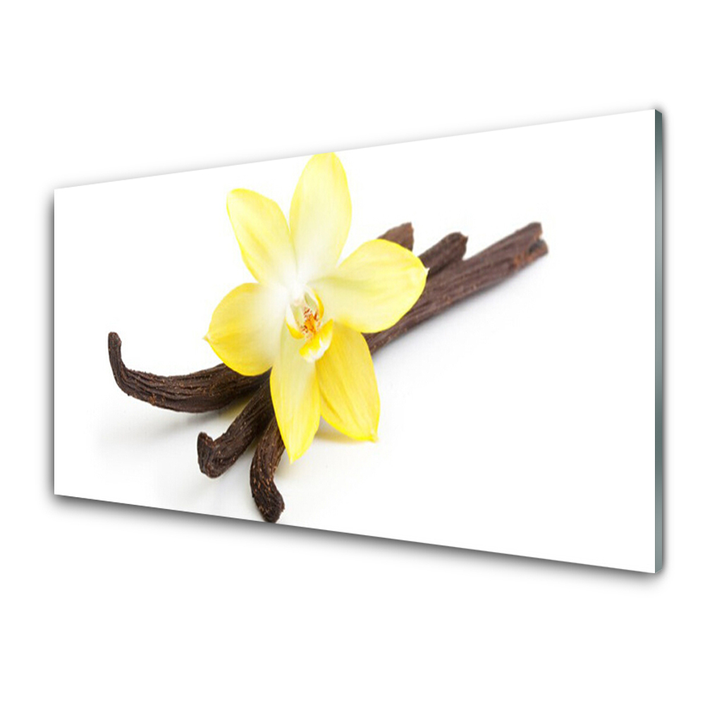 Tableau sur verre Vanille Fleur jaune