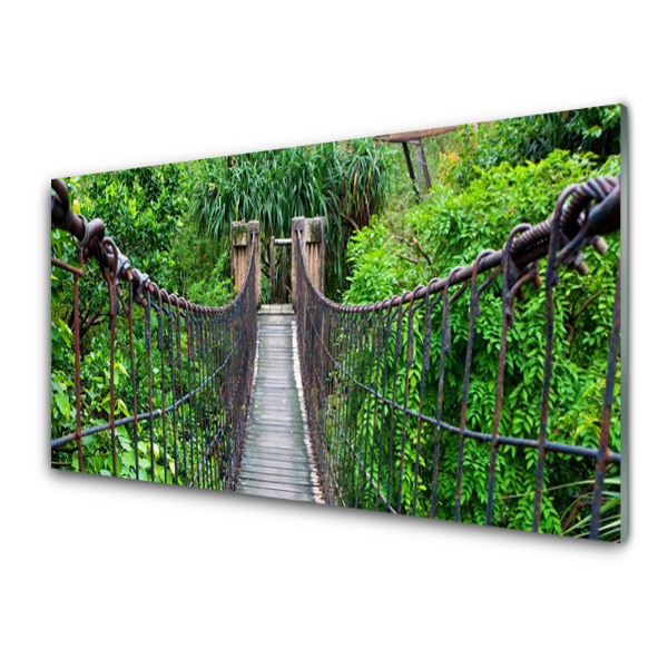 Tableau photo sur verre Pont de la jungle