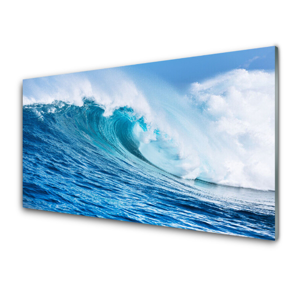 Tableau imprimé sur verre Vagues bleues dans le ciel