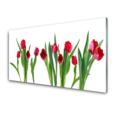 Tableau sur verre Bouquets de tulipes rouges