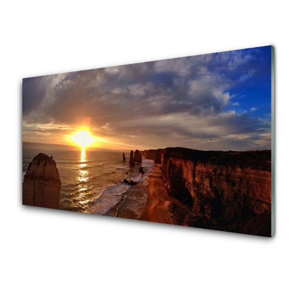 Tableau verre imprimé Nuages de soleil au bord de la mer