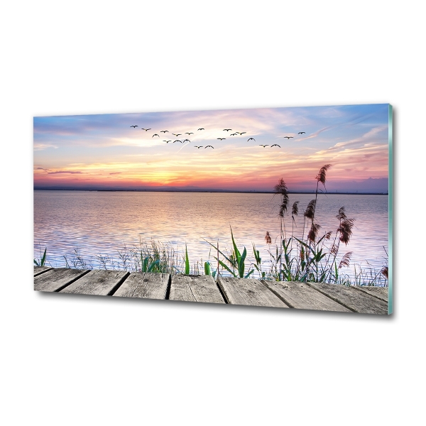 Tableau sur verre Ciel pastel au bord de la mer