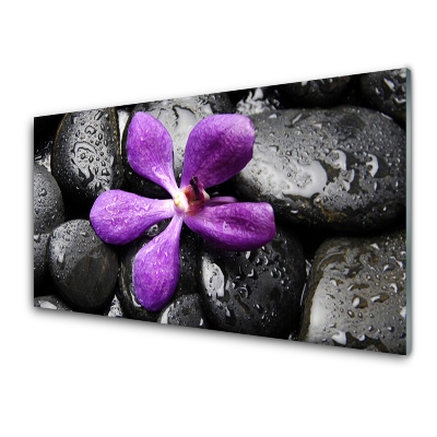 Tableau en verre Pierres à fleurs violettes