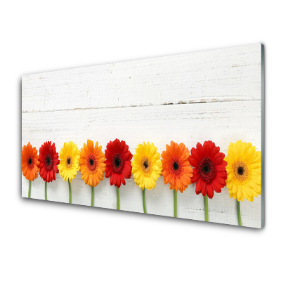 Tableau verre imprimé Fleurs orange jaune rouge