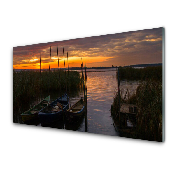 Tableau en verre Bateaux Paysage d'herbe de mer