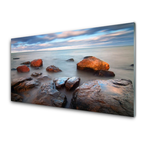 Tableau imprimé sur verre Pierres et rochers dans l'eau