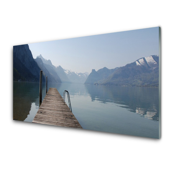 Tableau sur verre Montagnes du lac Pier