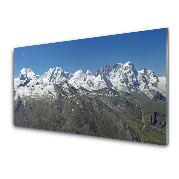 Tableau imprimé sur verre Pics enneigés