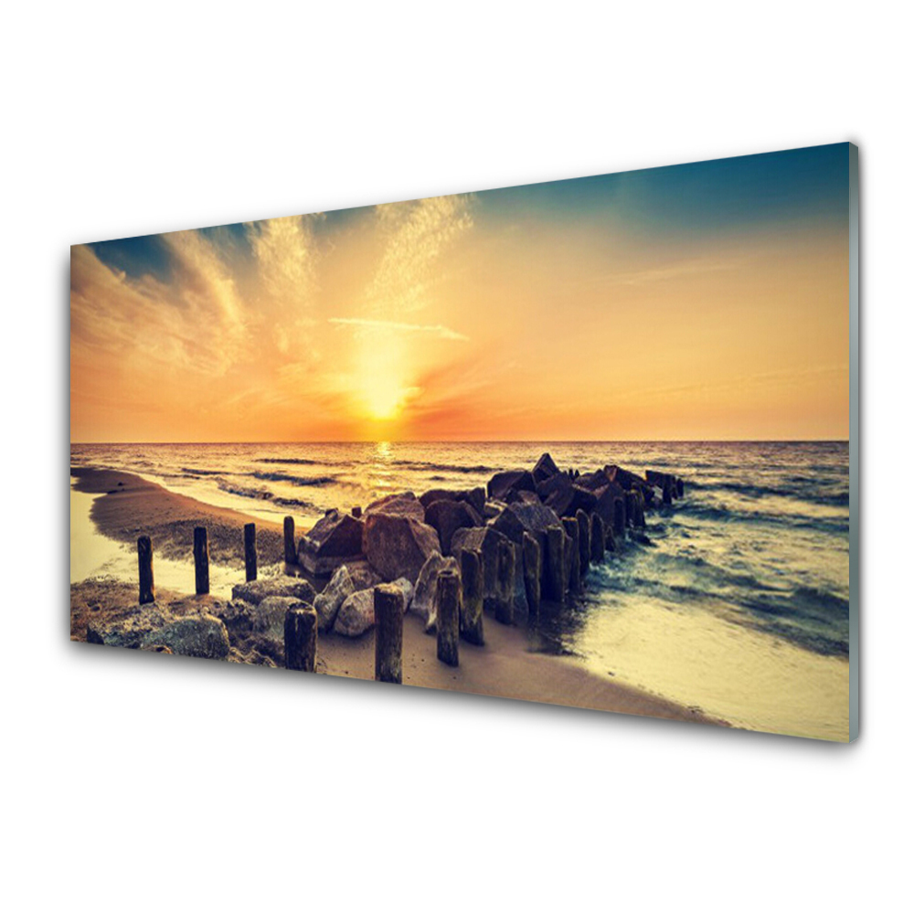 Tableau photo sur verre Brise-lames Ciel marin