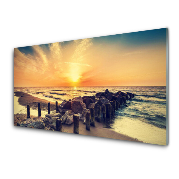Tableau photo sur verre Brise-lames Ciel marin