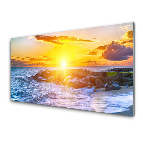Tableau en verre Coucher de soleil Côte maritime