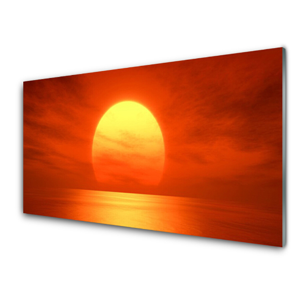 Tableau verre imprimé Coucher de soleil sur une mer orange