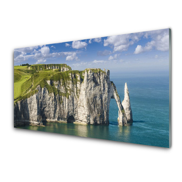 Tableau sur verre Falaises sur la côte Mer de rochers