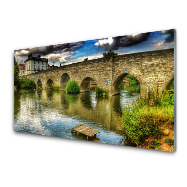 Tableau sur verre Vieux pont sur la rivière