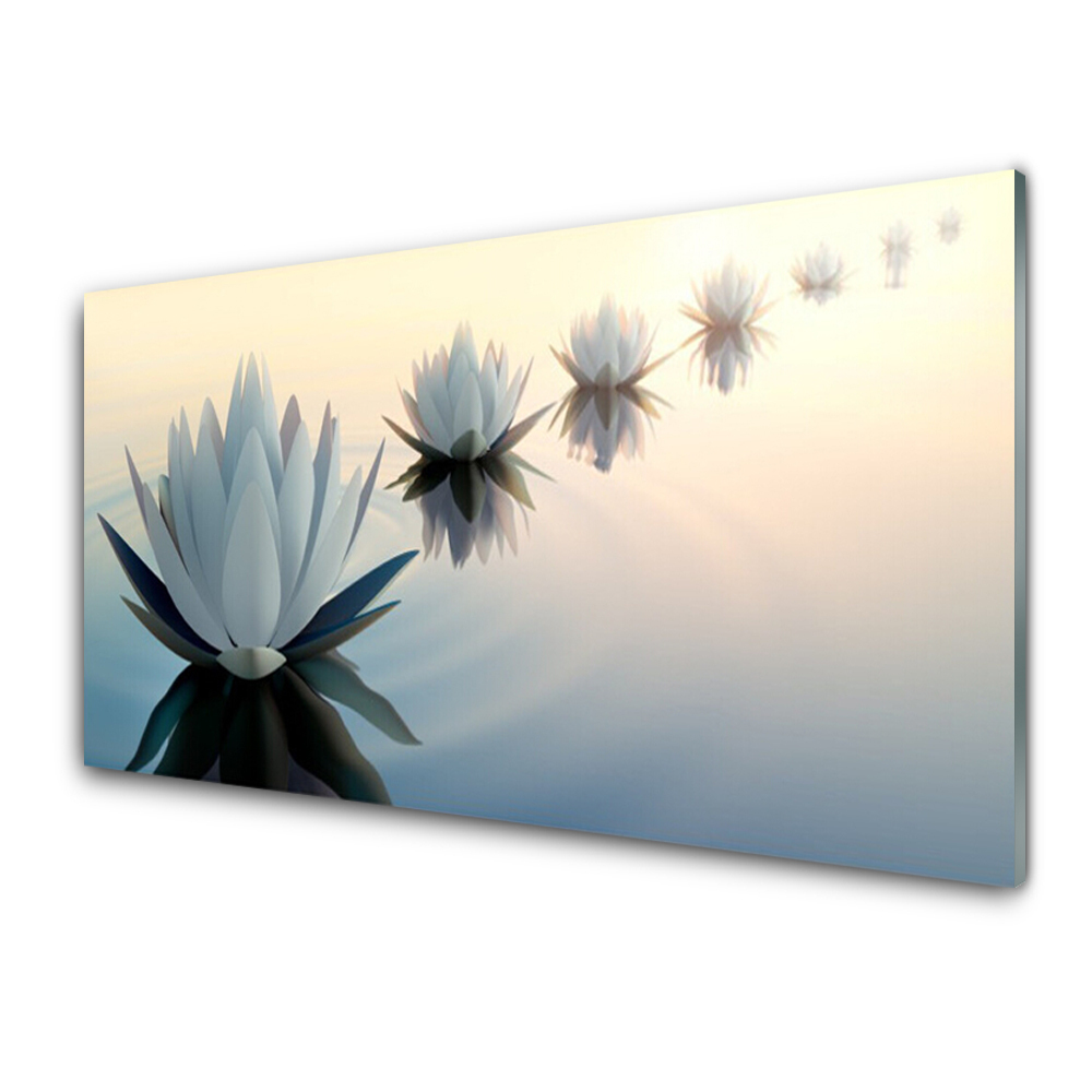 Tableau en verre Graphique de nénuphars sur l'eau