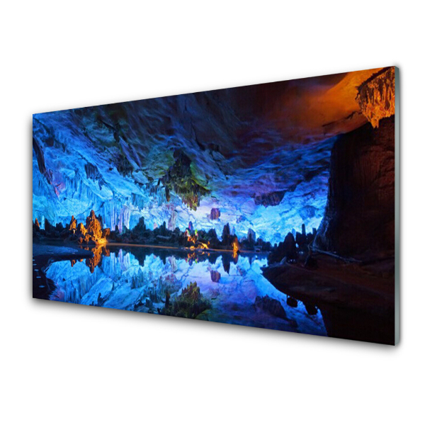 Tableau sur verre Grotte dans le glacier Lumière