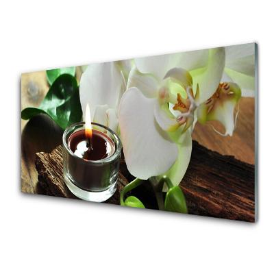 Tableau sur verre Bougie Orchidée Spa