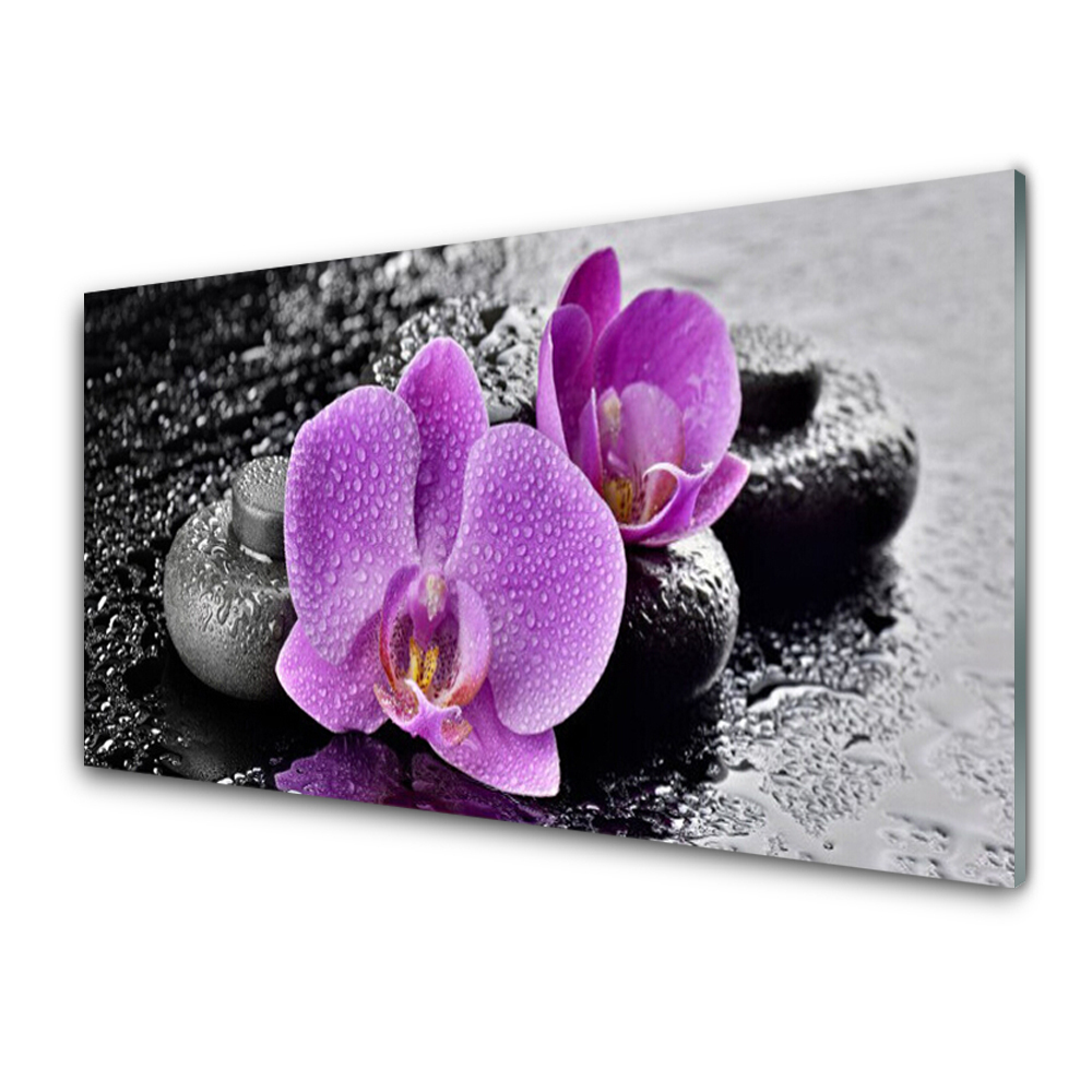 Tableau sur verre Pierres d'orchidées violet clair
