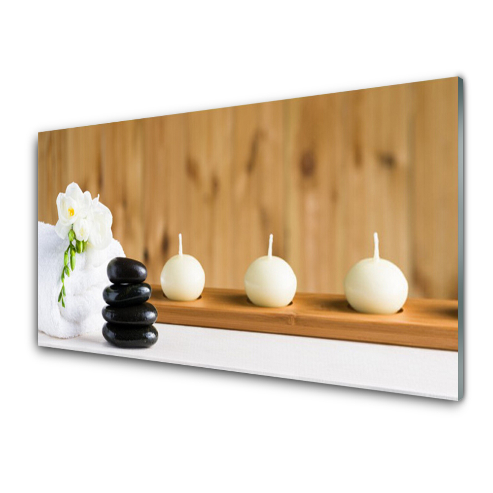 Tableau sur verre Bougies de spa