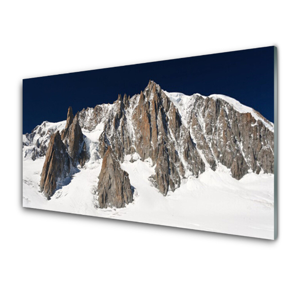 Tableau imprimé sur verre Pic montagneux enneigé