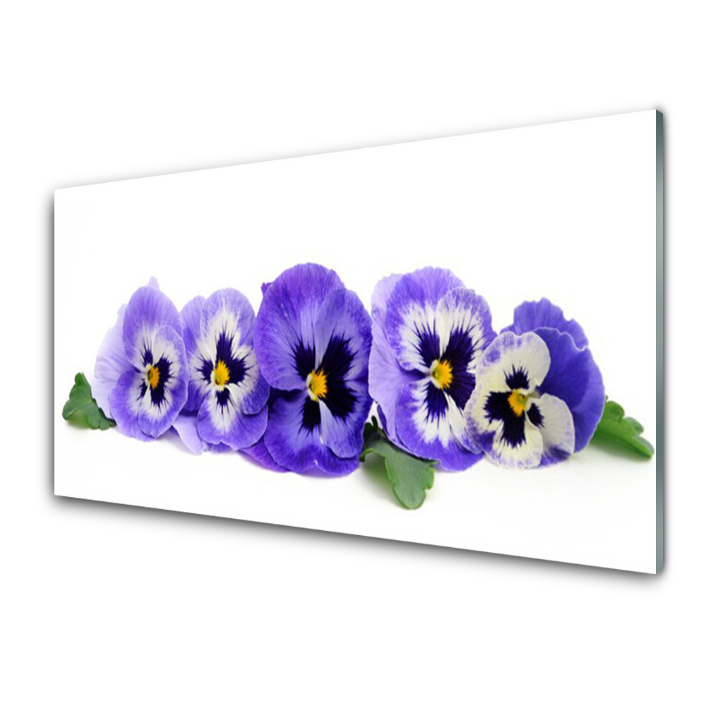 Tableau en verre Pensées violettes Fleurs