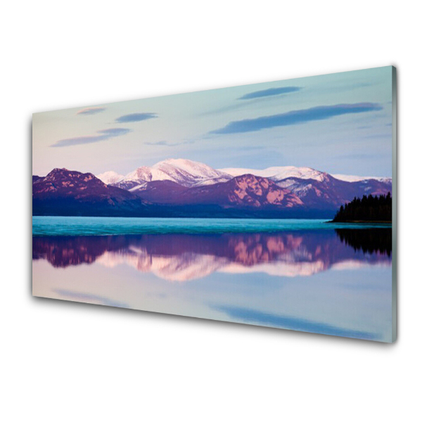 Tableau photo sur verre Lac de montagne Paysage violet