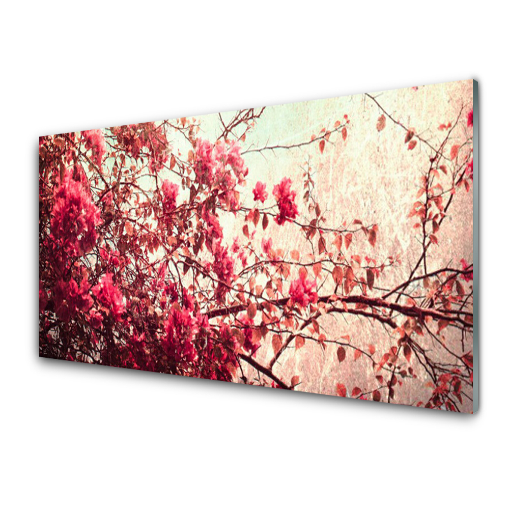 Tableau en verre Branches feuilles rouges nature