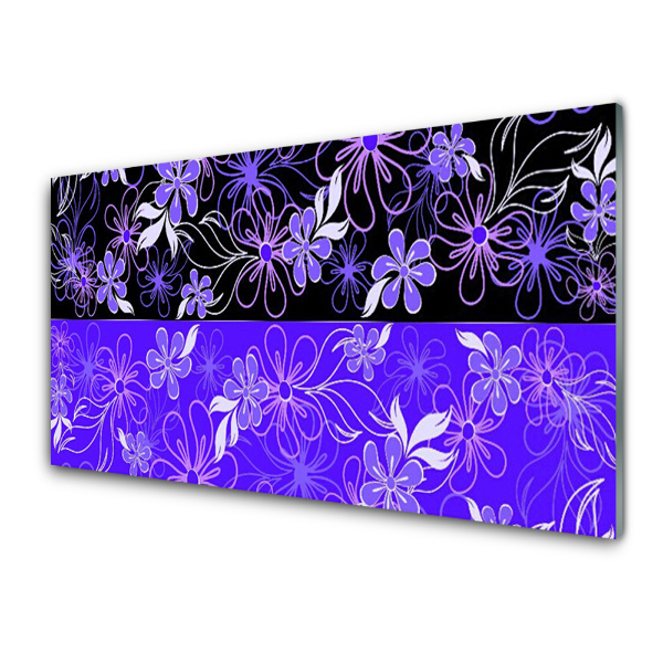 Tableau imprimé sur verre Abstraction violette et noire dans des fleurs