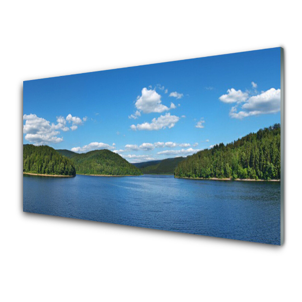 Tableau photo sur verre Paysage de ciel de forêt lacustre