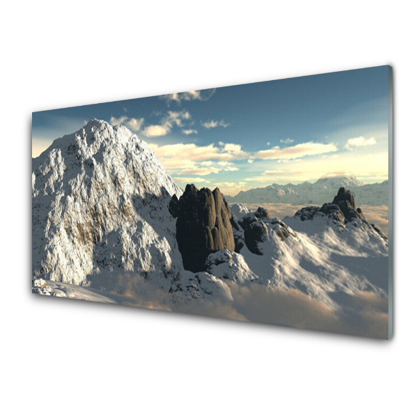 Tableau photo sur verre Montagne paysage de neige