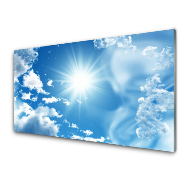 Tableau sur verre Soleil sur ciel bleu