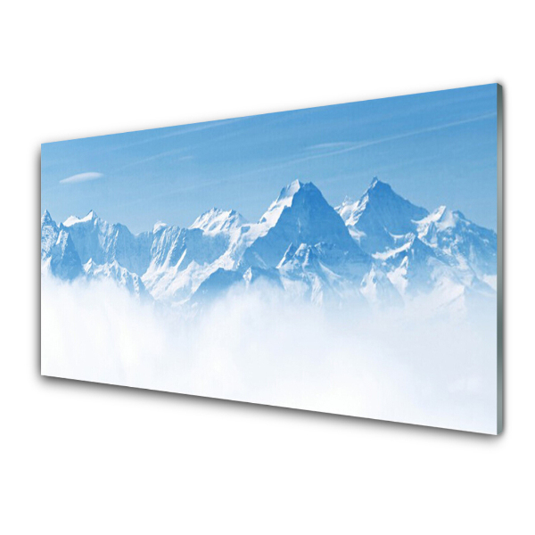 Tableau sur verre Montagnes bleues Paysage brumeux