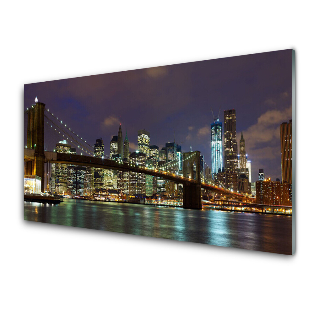 Tableau en verre Pont de nuit Architecture Ville