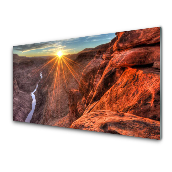 Tableau en verre Soleil Gorge rayons Paysage