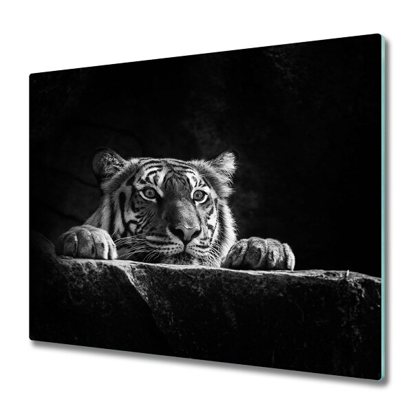 Couvre plaque de cuisson Tigre noir et blanc