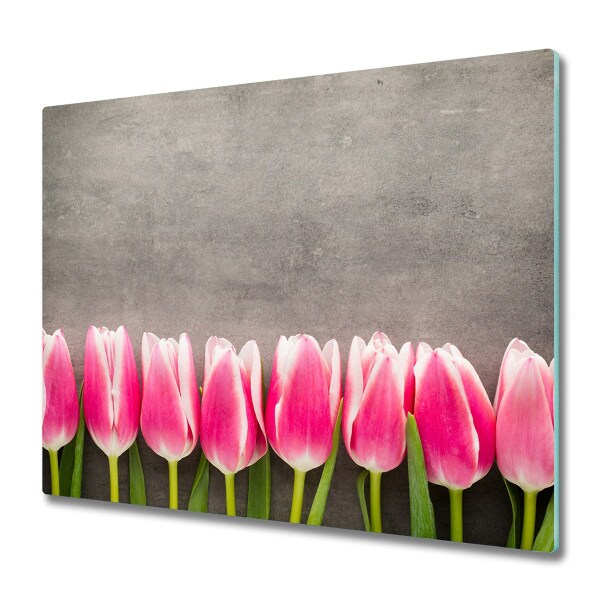 Planche à découper verre Têtes de tulipes