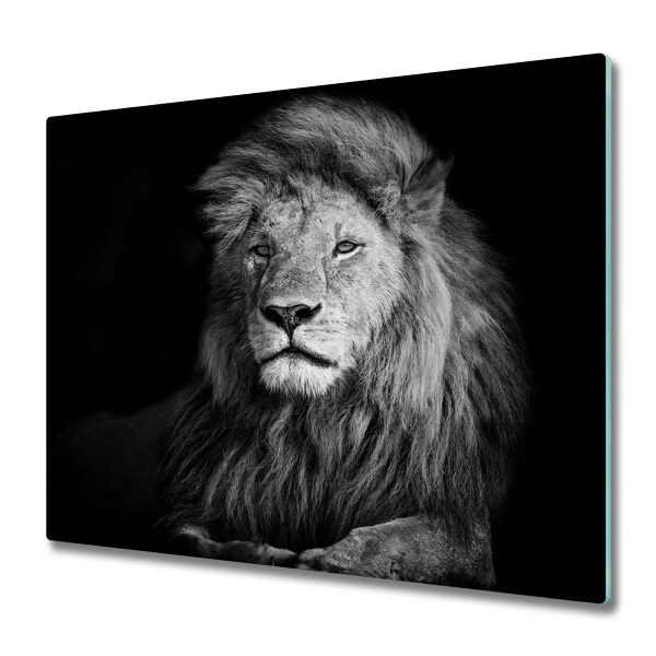 Cache plaque de cuisson Lion noir et blanc