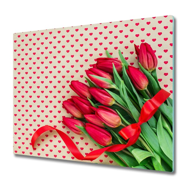 Planche à découper verre Tulipes valentine