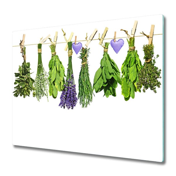 Protection pour plaque de cuisson Herbes et cœurs violets