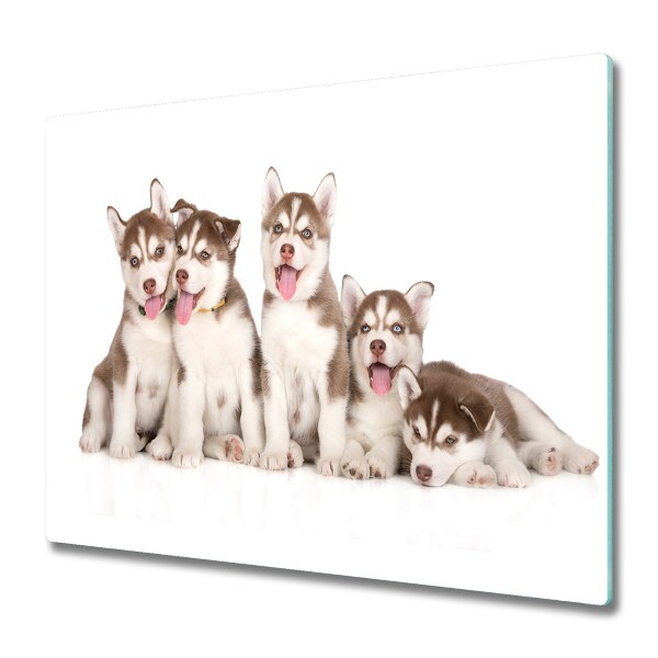 Planche à découper verre Chiots Husky