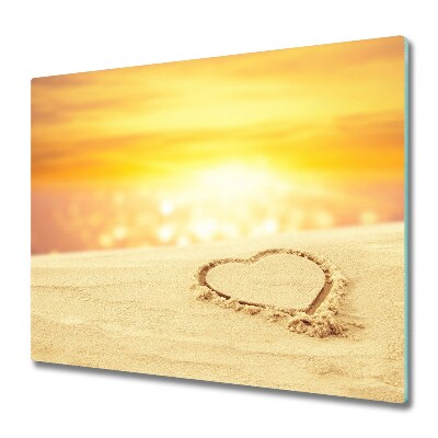 Planche à découper en verre Coeur dans le sable