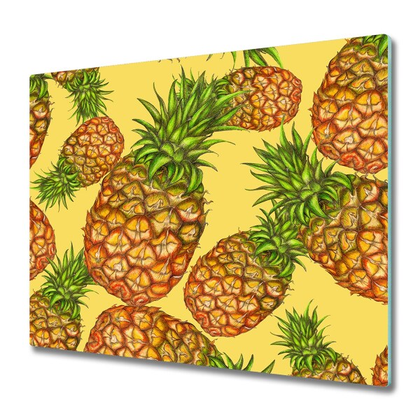 Couvre plaque de cuisson Ananas sur fond jaune