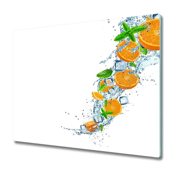 Planche à découper verre Oranges dans l'eau